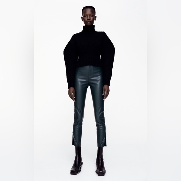 Zara Faux Leather Legging Green. - Picture 1 of 7